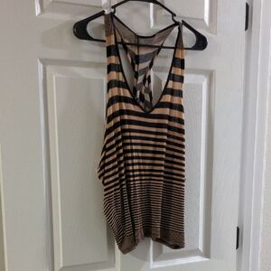 Striped Black and Tan Women's Tank Top